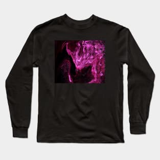 Wine Red and Rose Pink Abstract Art Long Sleeve T-Shirt